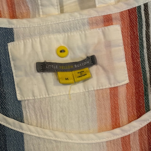 Anthropologie Little Yellow Button Striped Cotton Tank - Picture 3 of 8